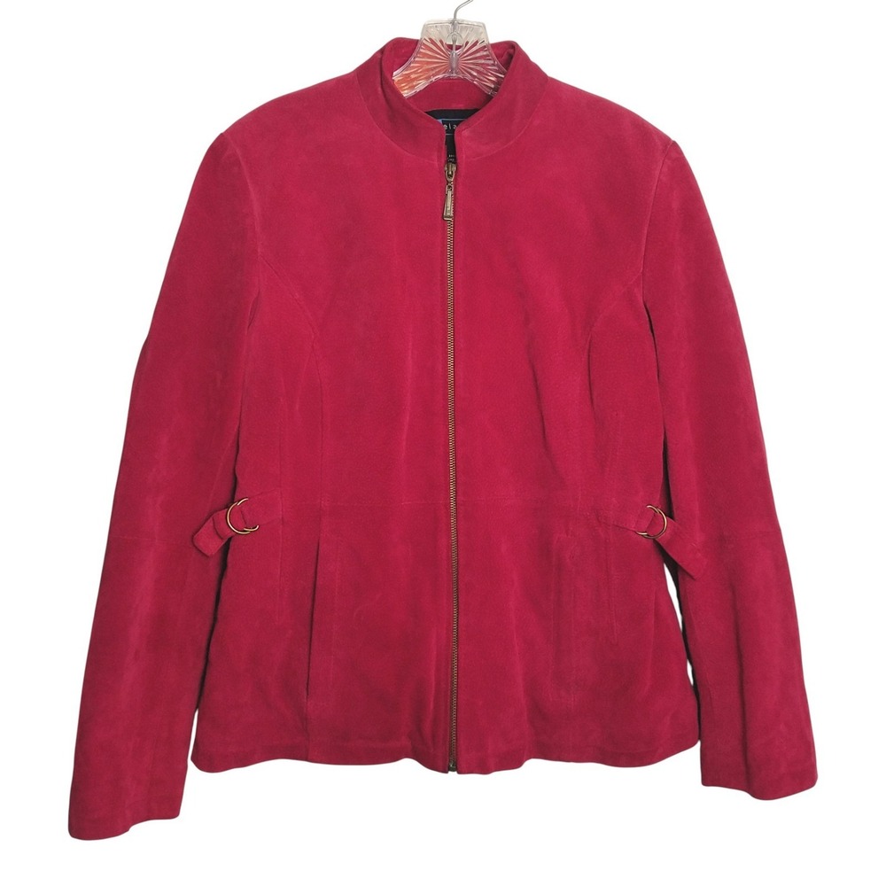 Relativity Red Suede Genuine‎ Leather Jacket Women's Medium Biker